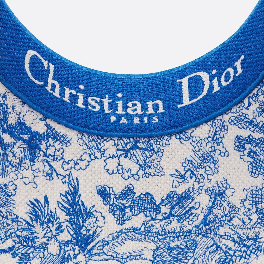 Dior 印花遮阳帽 象牙色和荧光蓝色棉质混纺面料 Sauvage 茹伊印花