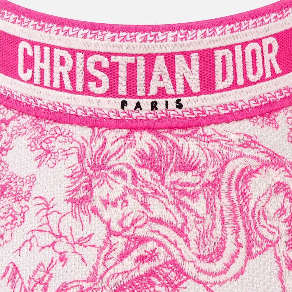 Dior 印花遮阳帽 象牙色和荧光粉色棉质混纺面料 Sauvage 茹伊印花