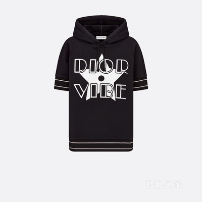 Dior Vibe 短袖连帽针织衫 黑色棉质平纹针织面料