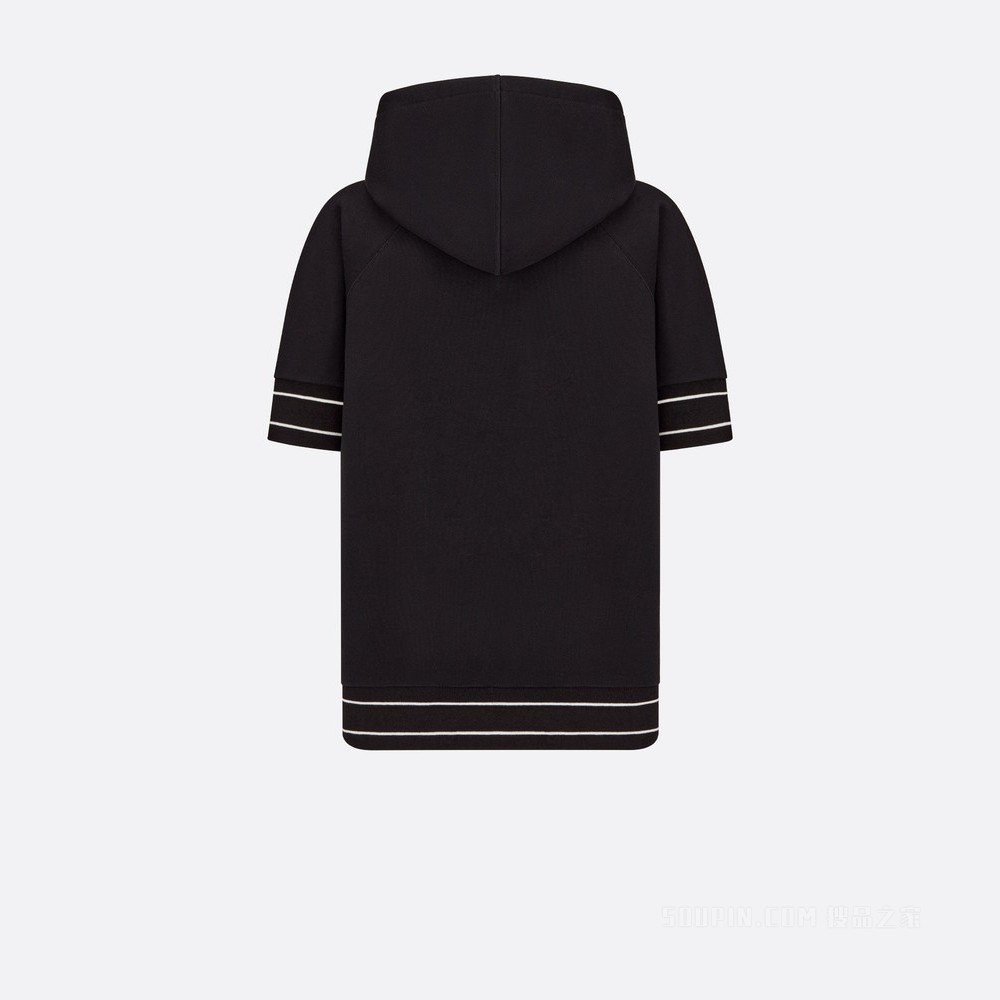 Dior Vibe 短袖连帽针织衫 黑色棉质平纹针织面料