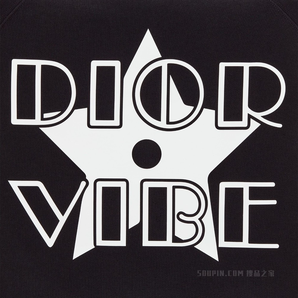 Dior Vibe 短袖连帽针织衫 黑色棉质平纹针织面料