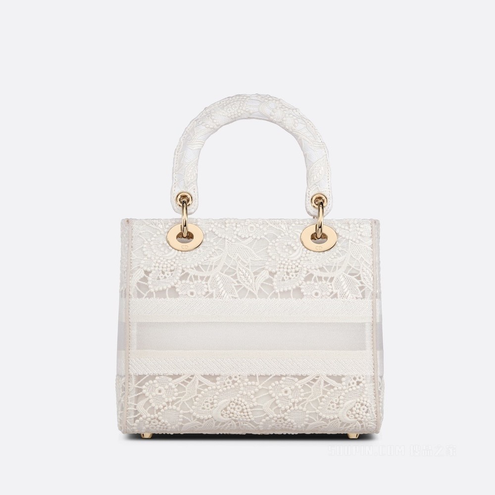 中号 Lady D-Lite 手袋 自然色 Macramé 图案刺绣