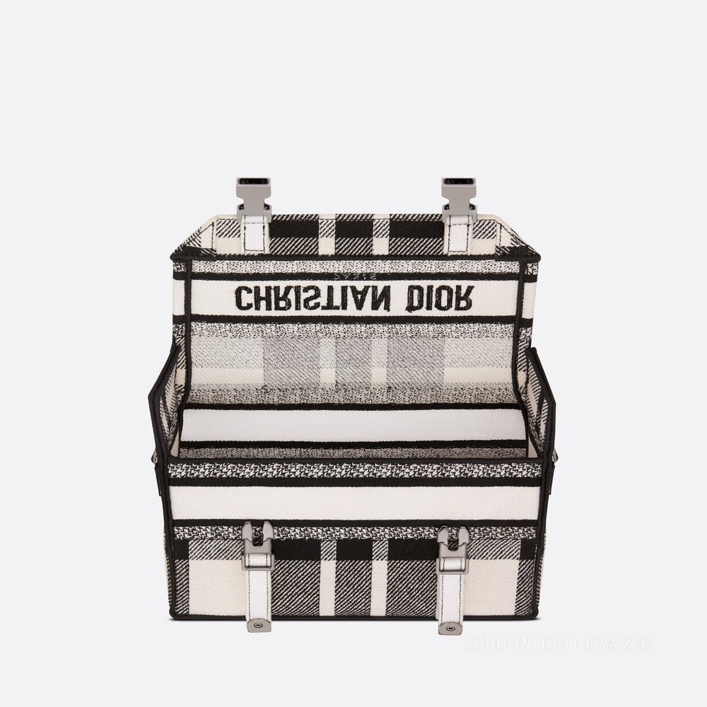 小号 Diorcamp 手袋 黑色和白色 Check'n'Dior 图案刺绣