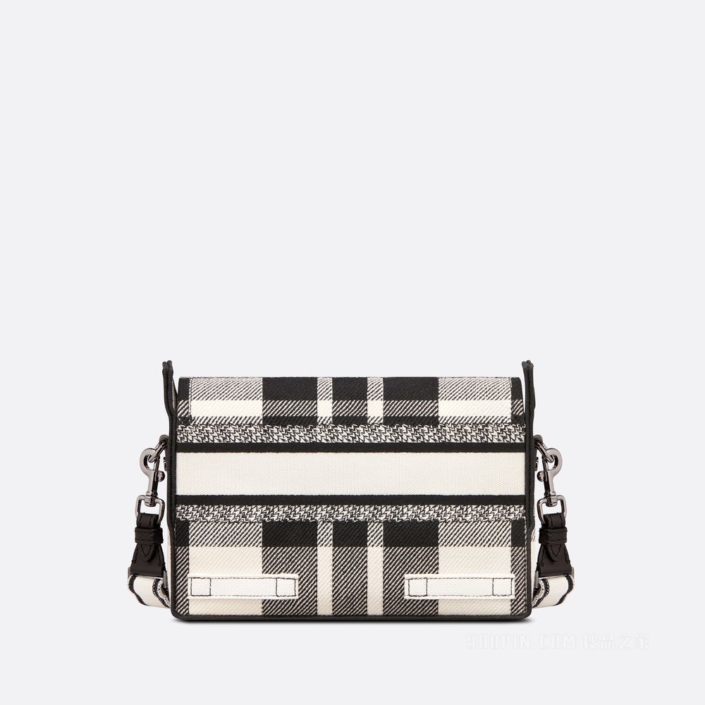 小号 Diorcamp 手袋 黑色和白色 Check'n'Dior 图案刺绣