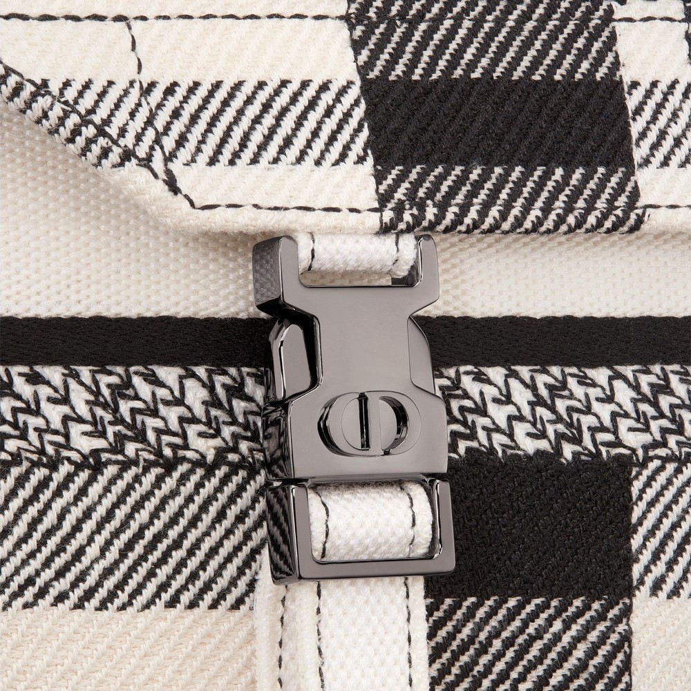 小号 Diorcamp 手袋 黑色和白色 Check'n'Dior 图案刺绣