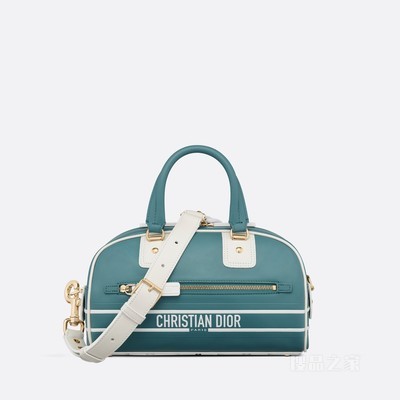 小号 Dior Vibe Bowling 拉链手袋 天蓝色光滑牛皮革