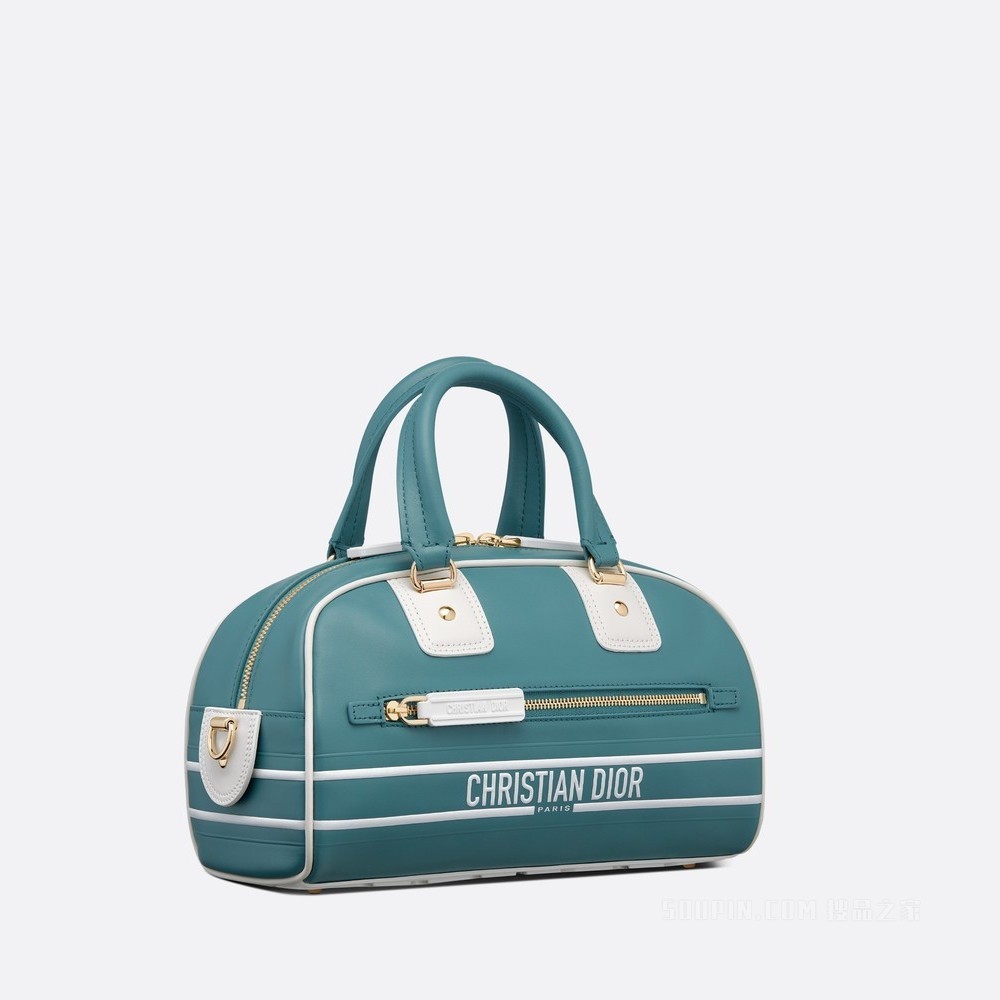 小号 Dior Vibe Bowling 拉链手袋 天蓝色光滑牛皮革