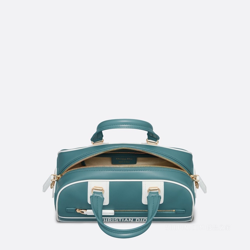 小号 Dior Vibe Bowling 拉链手袋 天蓝色光滑牛皮革