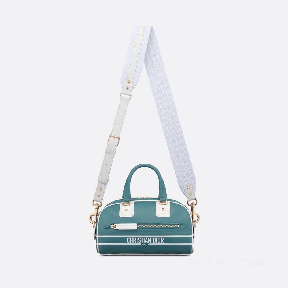 小号 Dior Vibe Bowling 拉链手袋 天蓝色光滑牛皮革