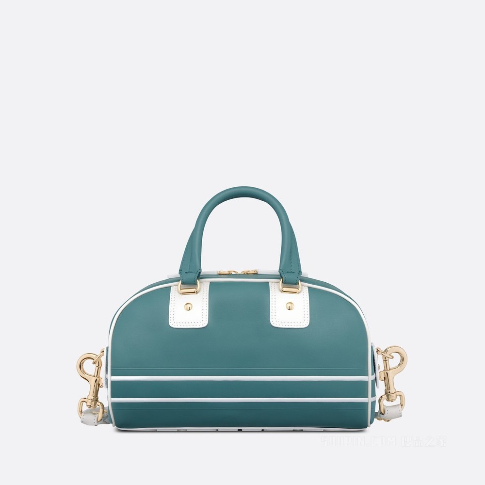 小号 Dior Vibe Bowling 拉链手袋 天蓝色光滑牛皮革