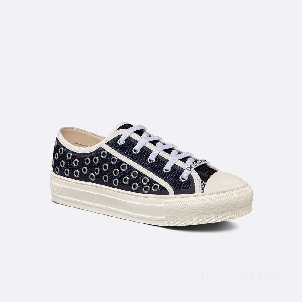 Walk'n'Dior 运动鞋 棉质牛仔布刺绣搭配 Eyelet Blue 图案