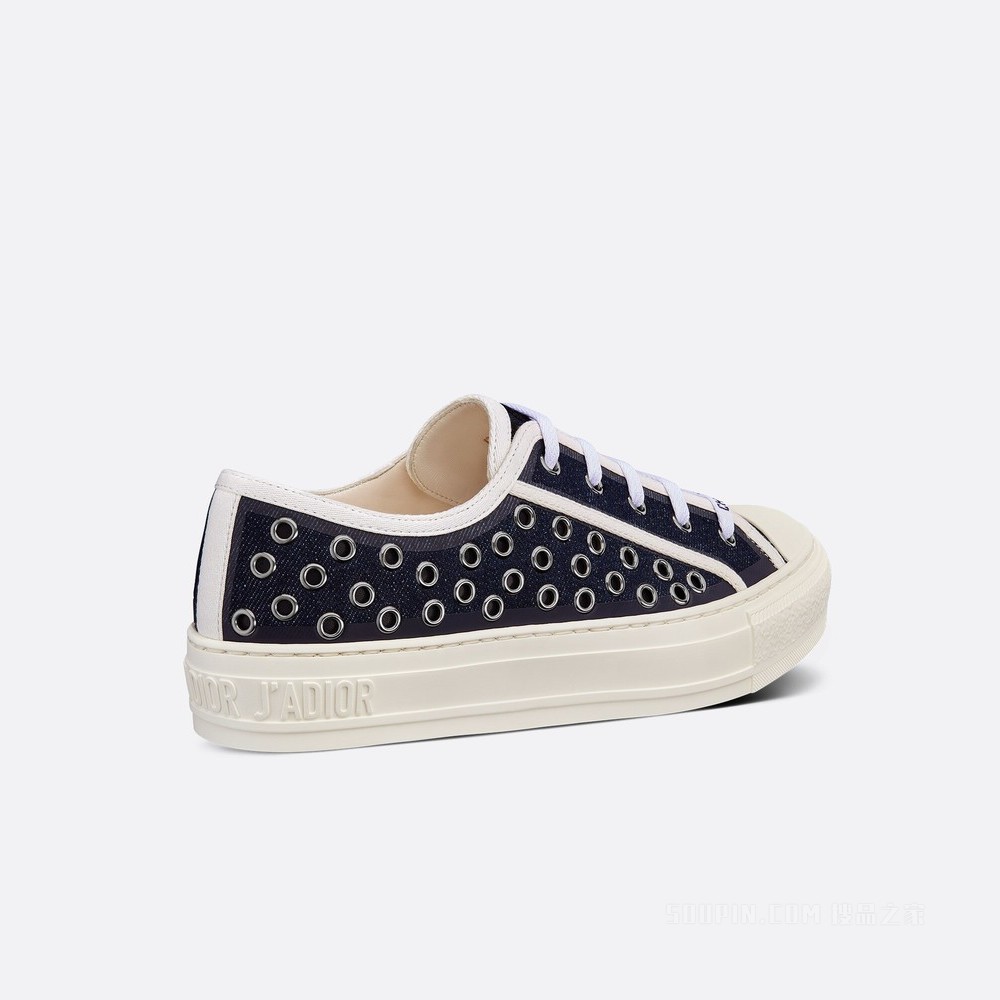 Walk'n'Dior 运动鞋 棉质牛仔布刺绣搭配 Eyelet Blue 图案