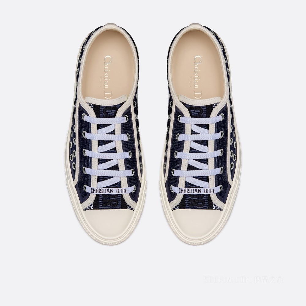 Walk'n'Dior 运动鞋 棉质牛仔布刺绣搭配 Eyelet Blue 图案