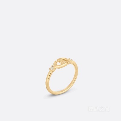 CD Navy 戒指 金色饰面金属和银色调仿水晶装饰
