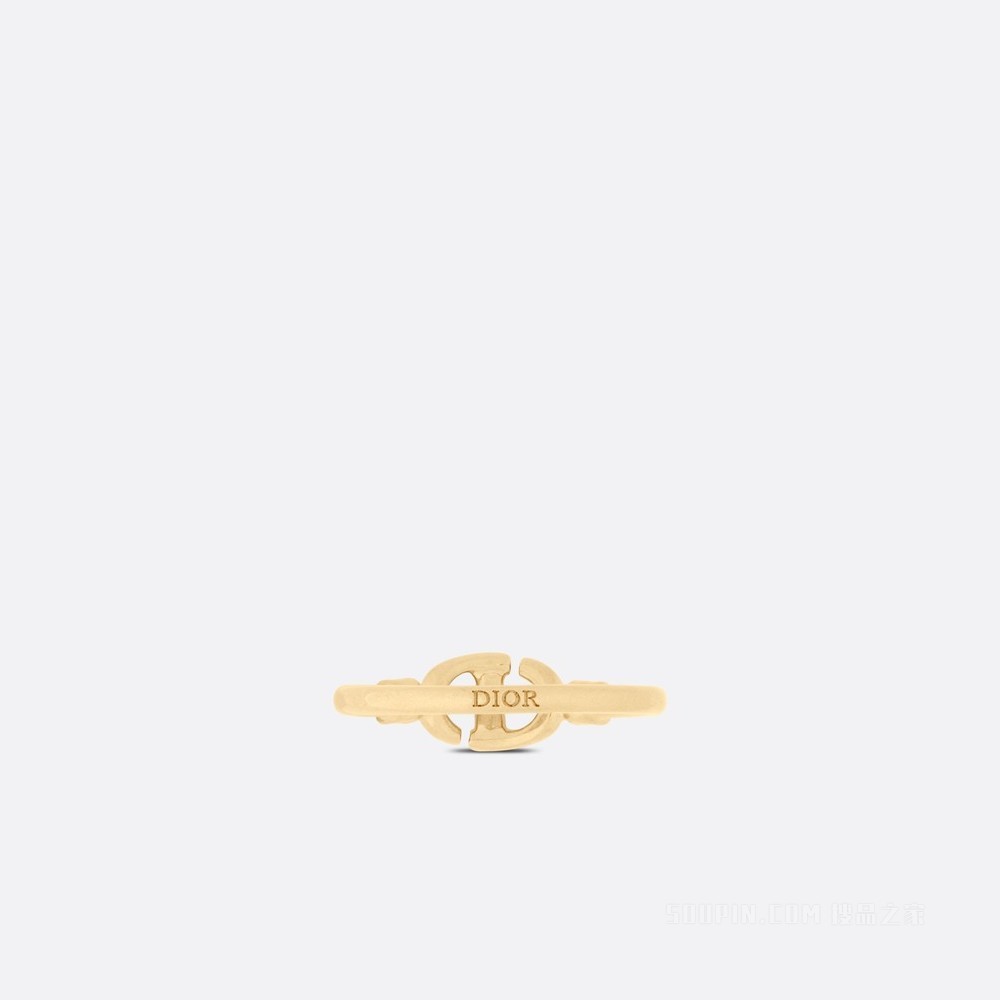 CD Navy 戒指 金色饰面金属和银色调仿水晶装饰