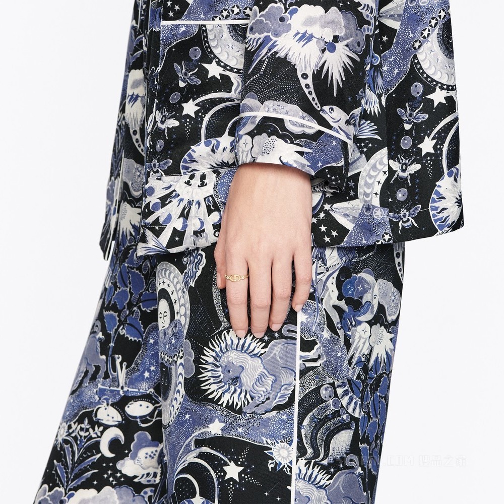 CD Navy 戒指 金色饰面金属和银色调仿水晶装饰