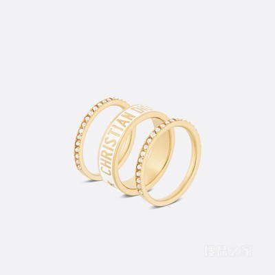 Dior Code 戒指套装 金色饰面金属、银色调仿水晶和白色涂漆装饰