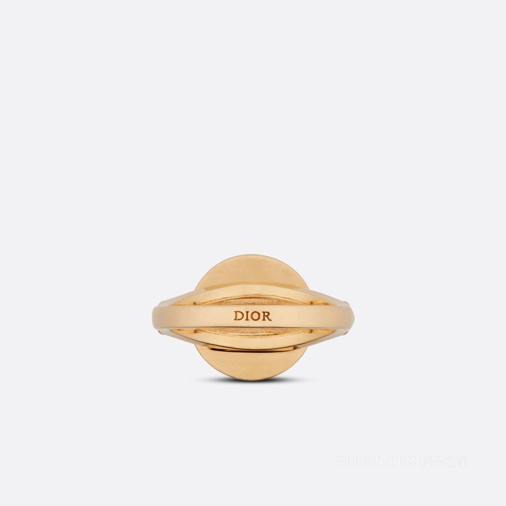 CD Legacy 戒指 金色饰面金属、白色树脂珠饰和海军蓝色涂漆装饰