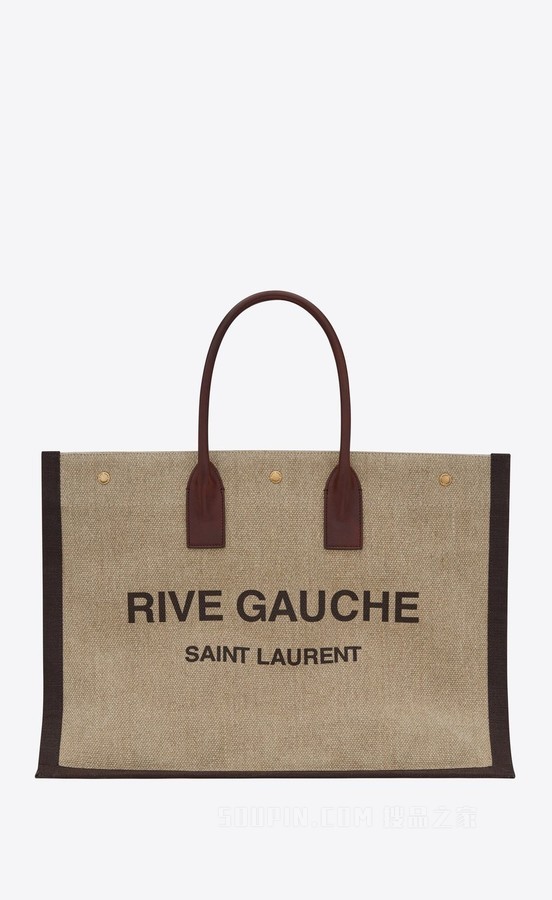 印花亚麻和皮革RIVE GAUCHE托特包