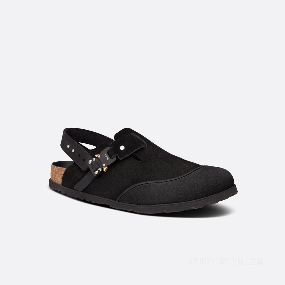 DIOR AND BIRKENSTOCK Tokyo 穆勒鞋 黑色磨砂牛皮革