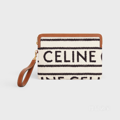 CELINE通体印花织物牛皮革小号饰带手拿包 23763