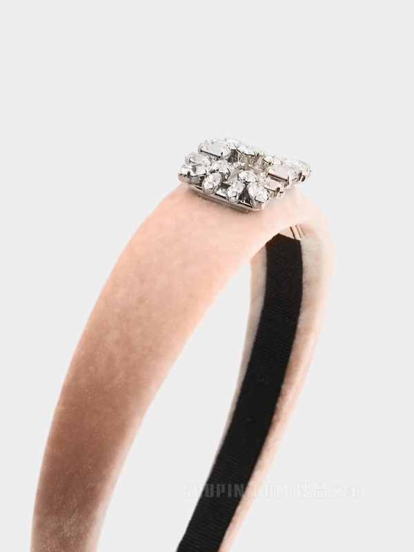 Broche Vivier 钻扣天鹅绒发箍 粉色