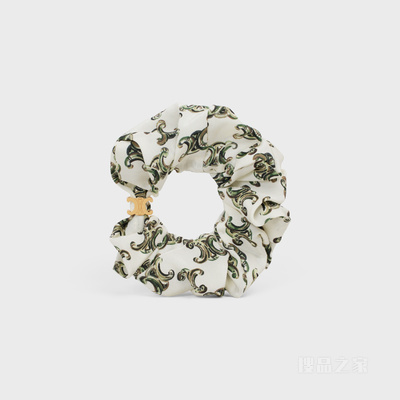 CELINE TRIOMPHE CAMO金色饰面黄铜和白色桑蚕丝发带 26817
