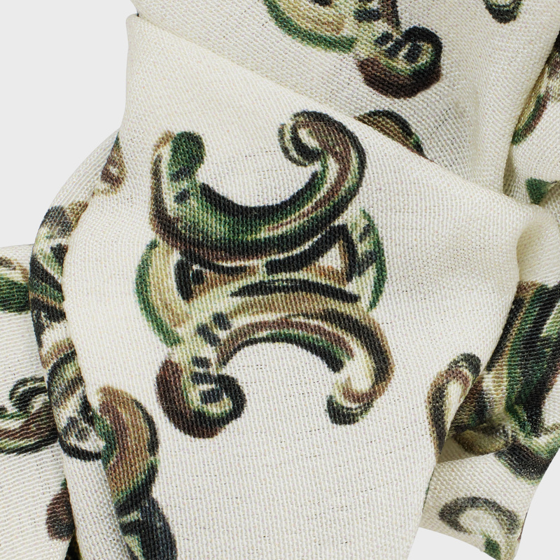 CELINE TRIOMPHE CAMO金色饰面黄铜和白色桑蚕丝发带 26817