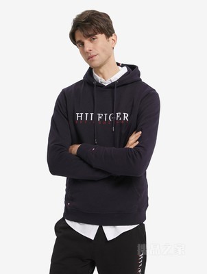 Tommy 22新款春季男装经典潮流刺绣字母连帽套头卫衣MW0MW22356