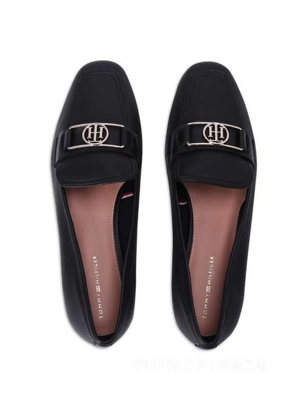 Tommy 22新款春季女装百搭羊皮金属LOGO圆标单鞋乐福鞋礼品06060