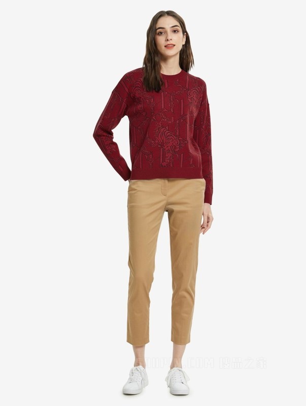 Tommy【新春系列】22新款虎年女装红老虎刺绣圆领毛衣针织衫33093