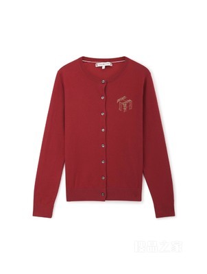Tommy【新春系列】22新款虎年女装红本命年毛衣针织开衫33094