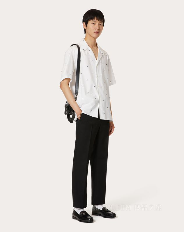 【Valentino/华伦天奴】ROCKSTUD SPIKE铆钉装饰棉质衬衫 1V3AAA944WW001-搜品之家