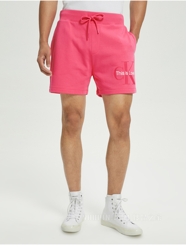 【彩虹系列】Calvin Klein 22春夏男士松紧腰纯棉印花LOGO短裤J321500