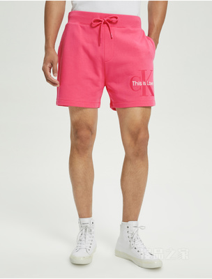 【彩虹系列】Calvin Klein 22春夏男士松紧腰纯棉印花LOGO短裤J321500