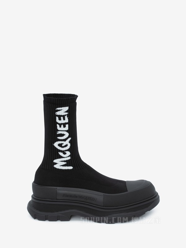 McQueen Graffiti针织Tread Slick靴