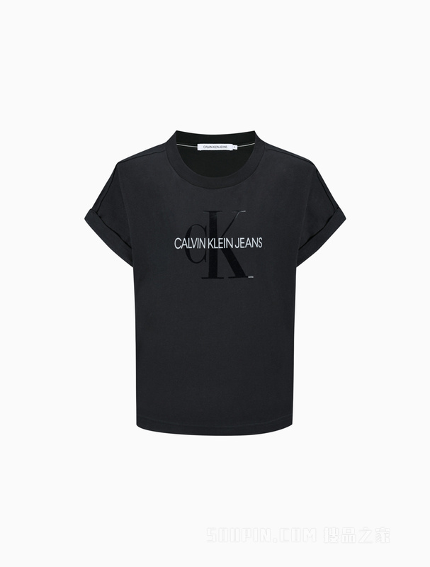 Calvin Klein 22春季新款女士时尚光泽印花透气棉质宽松短袖T恤ZW01735