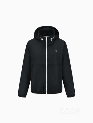 Calvin Klein 22春季新款女士时尚拉链连帽印花LOGO单夹克外套ZW01714