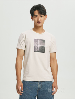 Calvin Klein 22春夏新品男士时尚圆领透气醒目LOGO印花短袖T恤J320566