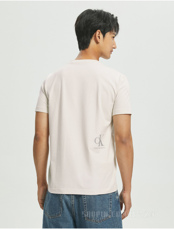 Calvin Klein 22春夏新品男士时尚圆领透气醒目LOGO印花短袖T恤J320566