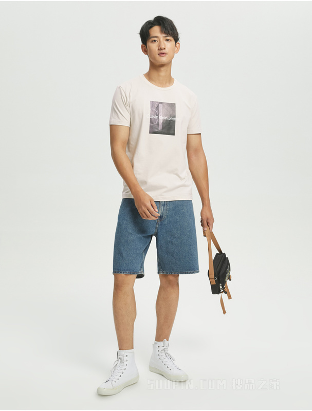 Calvin Klein 22春夏新品男士时尚圆领透气醒目LOGO印花短袖T恤J320566