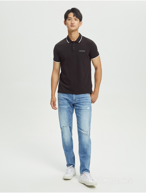 Calvin Klein 22春夏新品男士合体楔形版破洞水洗弹力牛仔裤J320655