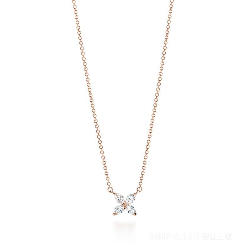 Tiffany Victoria™ 系列 18K 玫瑰金镶钻小号项链。