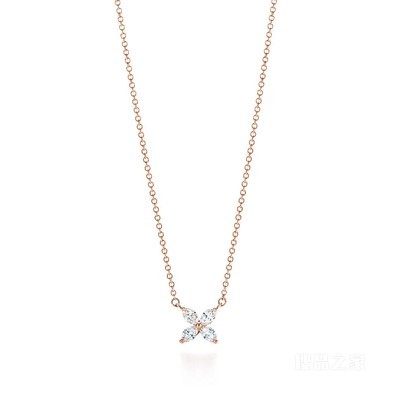 Tiffany Victoria™ 系列 18K 玫瑰金镶钻小号项链。