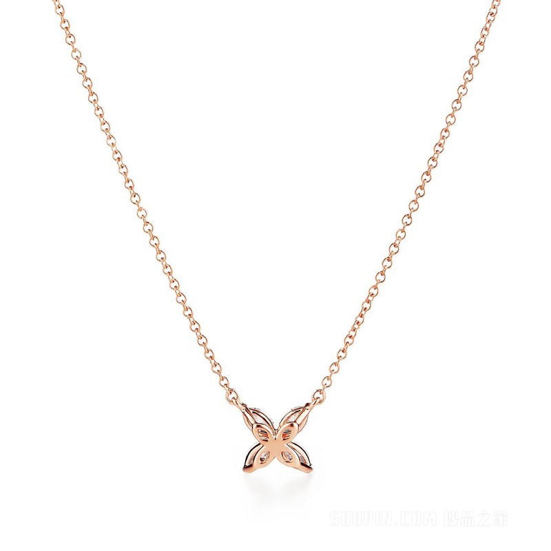 Tiffany Victoria™ 系列 18K 玫瑰金镶钻小号项链。