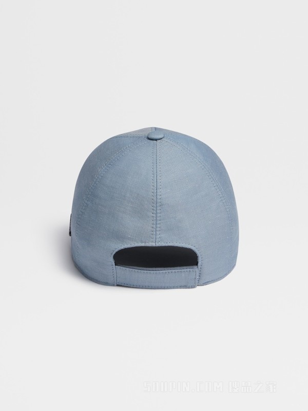 浅蓝色 Crossover 棉、亚麻及桑蚕丝混纺材质棒球帽