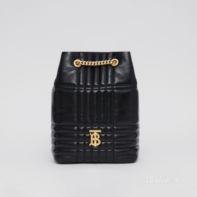 Lola - 中号绗缝羔羊皮萝纳背包 (黑色) - 女士