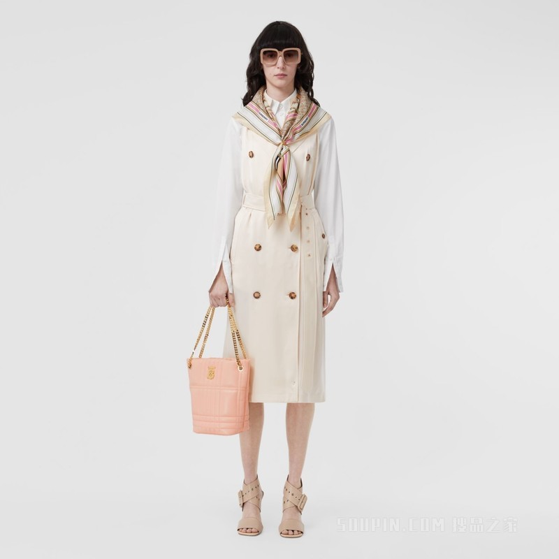 蒙太奇印花丝质方巾 (米色 / 淡粉色)