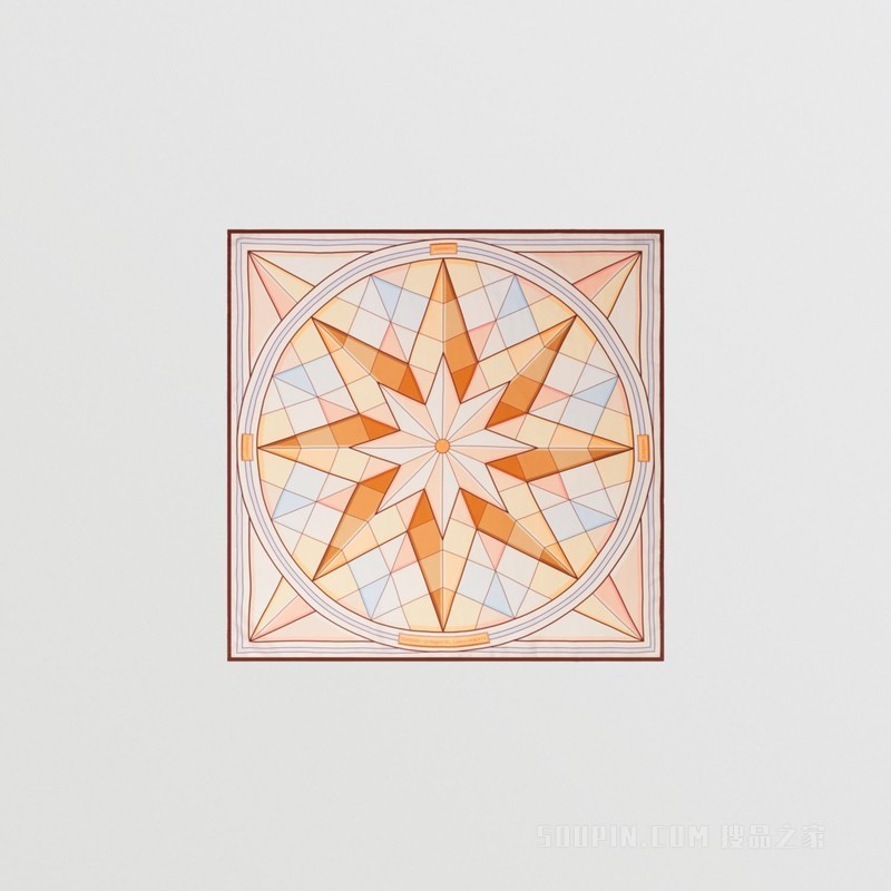 星辰印花丝质方巾 (桃红色)