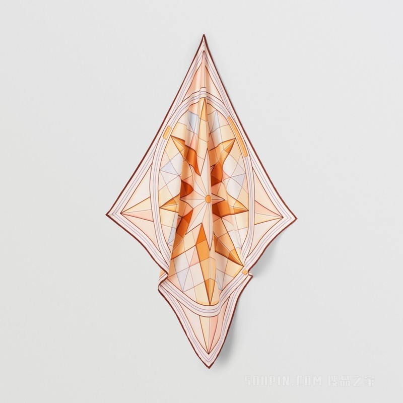 星辰印花丝质方巾 (桃红色)